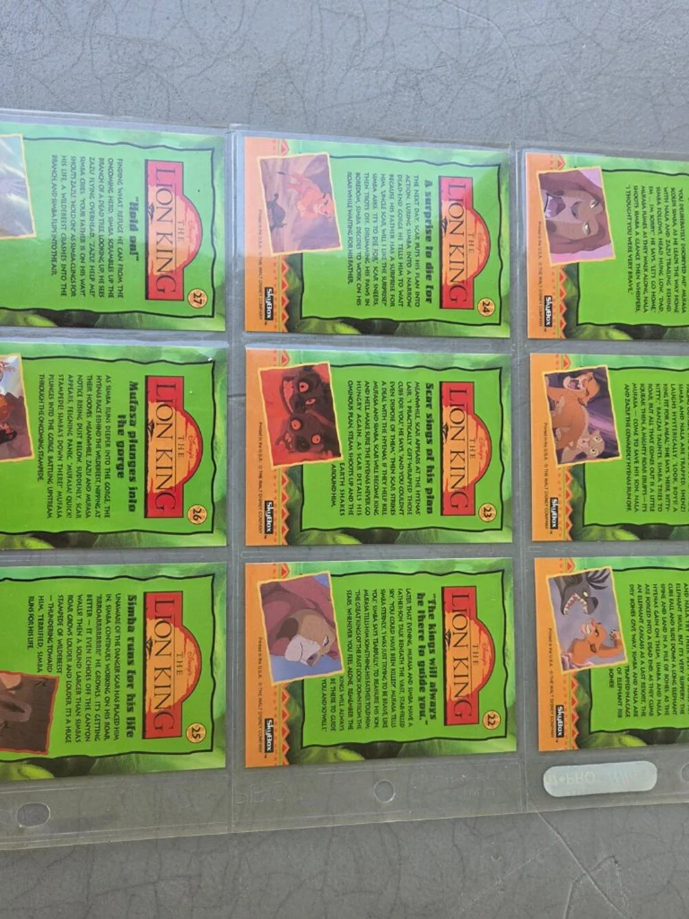 Disney Lion King Trading Cards 19-25, 55-63, 136-144, 145-153 (36 Total Cards)